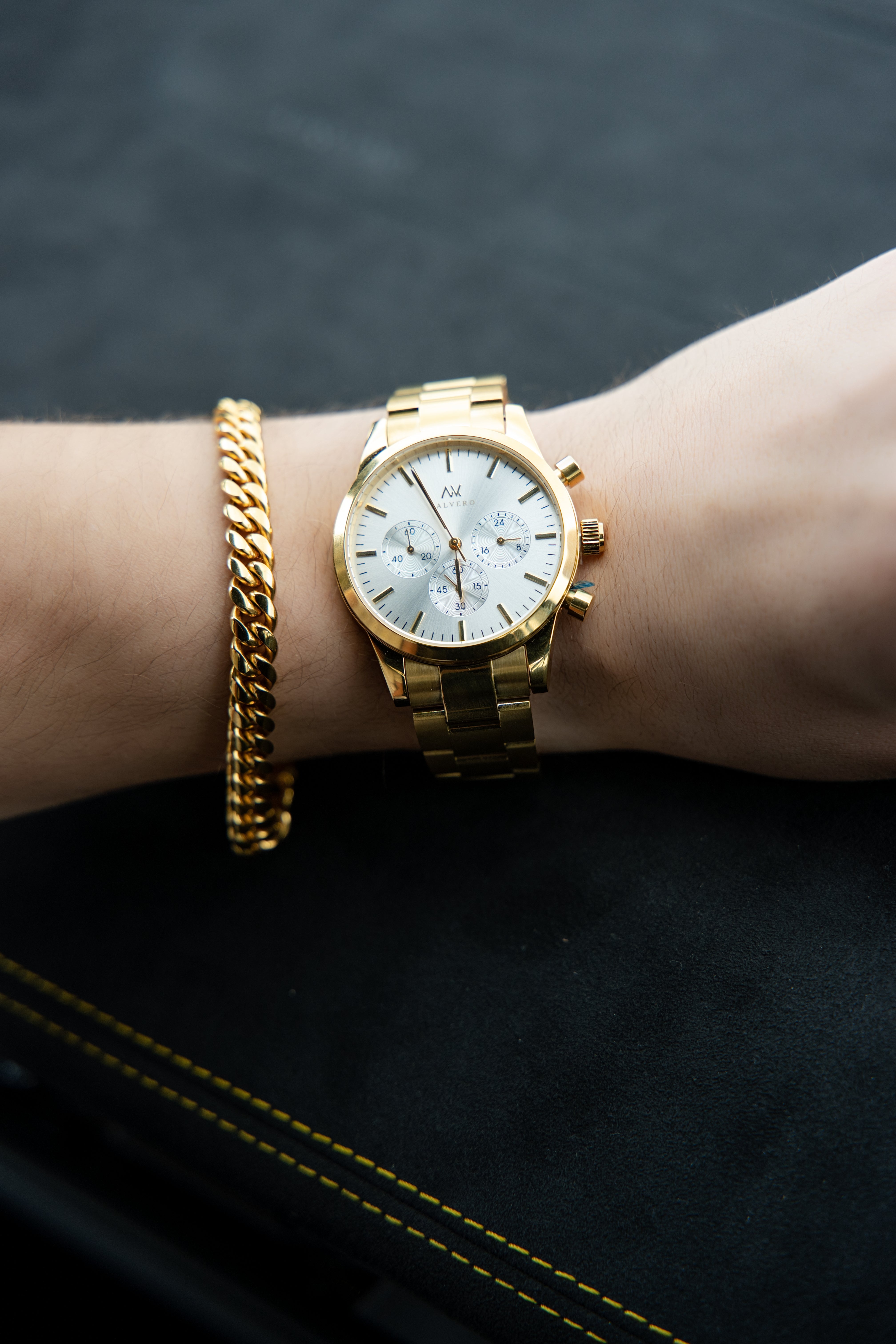 Timeless Set ~ Fiero Luxe Gold Ivory Watch & Vero Bracelet Luxe Gold