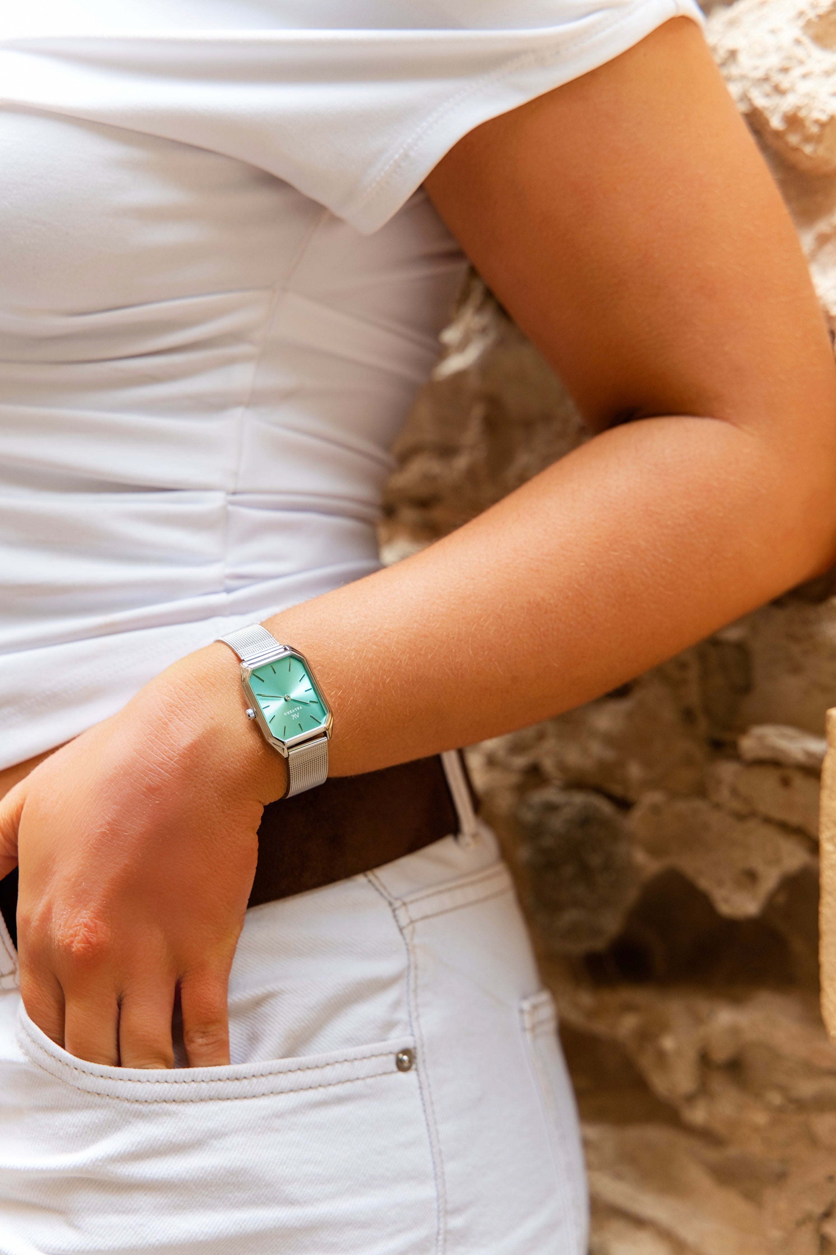 Signature Set ~ Lunara Sterling Teal Watch & Sterling Silver Velora Bangle