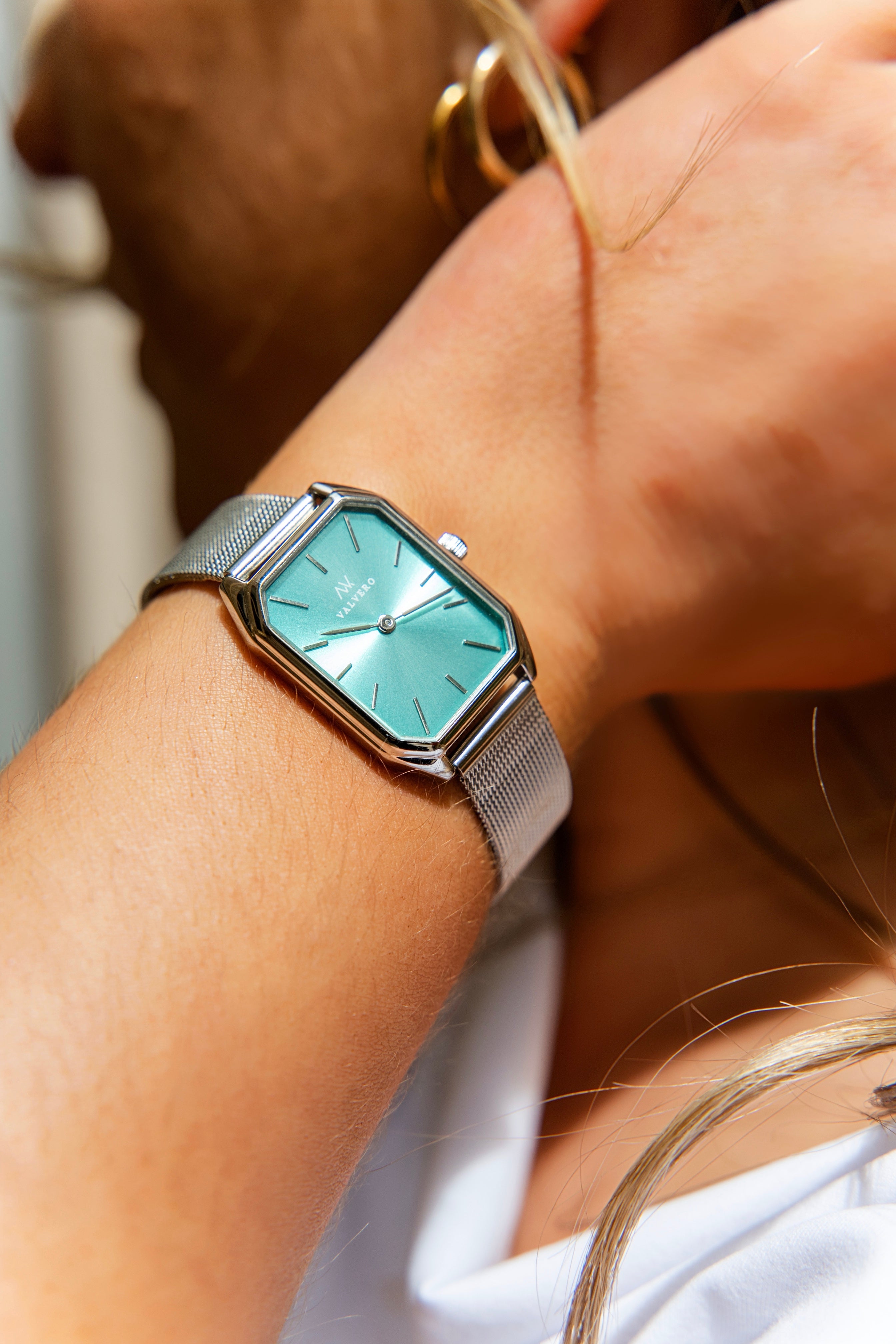 Signature Set ~ Lunara Sterling Teal Watch & Sterling Silver Velora Bangle