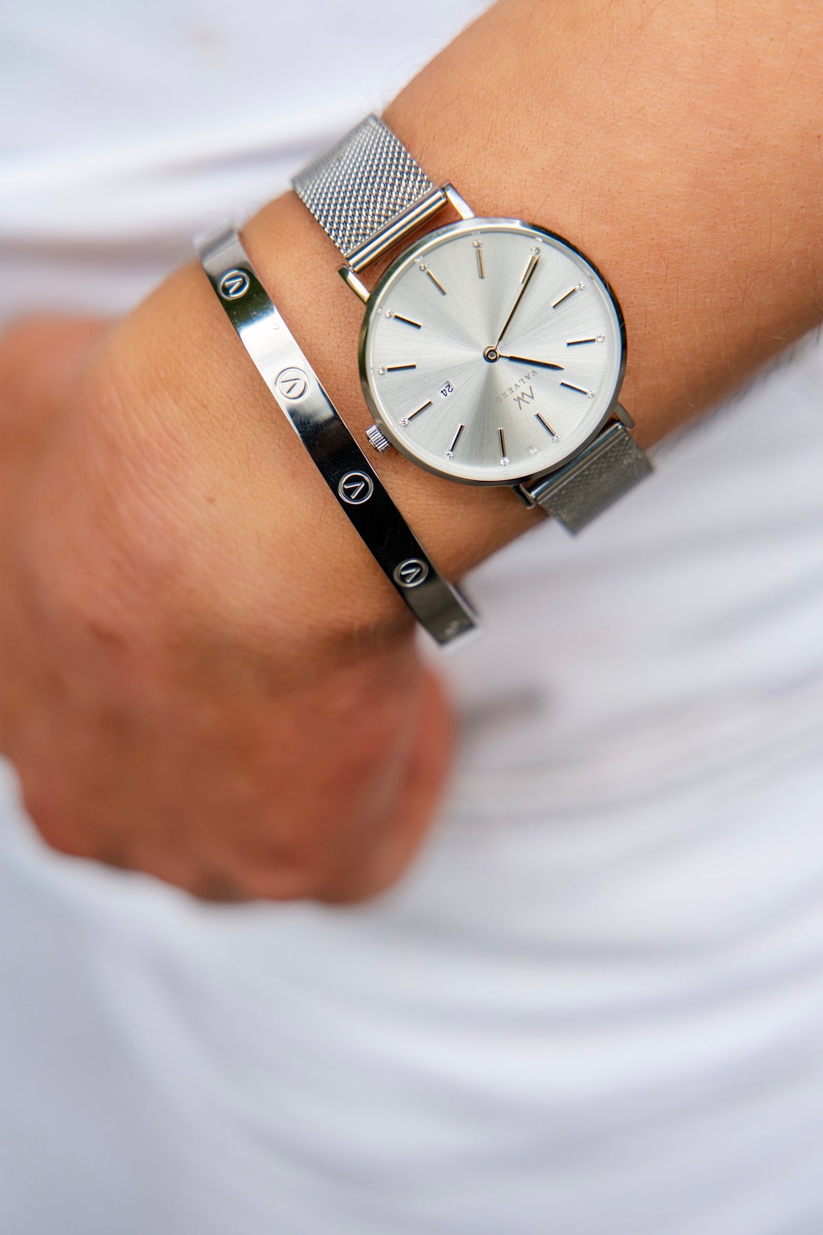 Signature Set ~ Amara Sterling Ivory Petite Watch & Sterling Velora Bangle