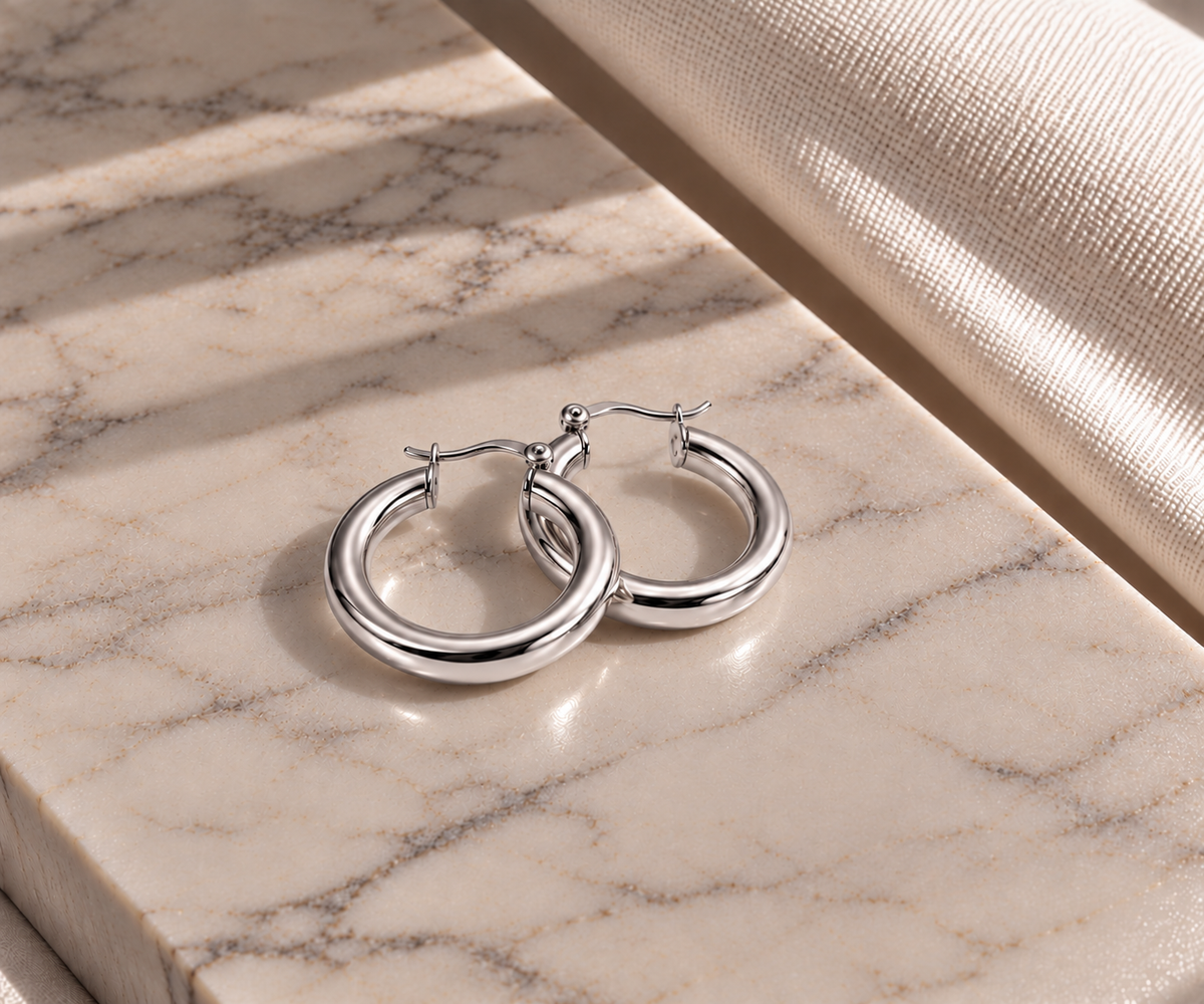 Livia Mini Hoop Earrings - Silver