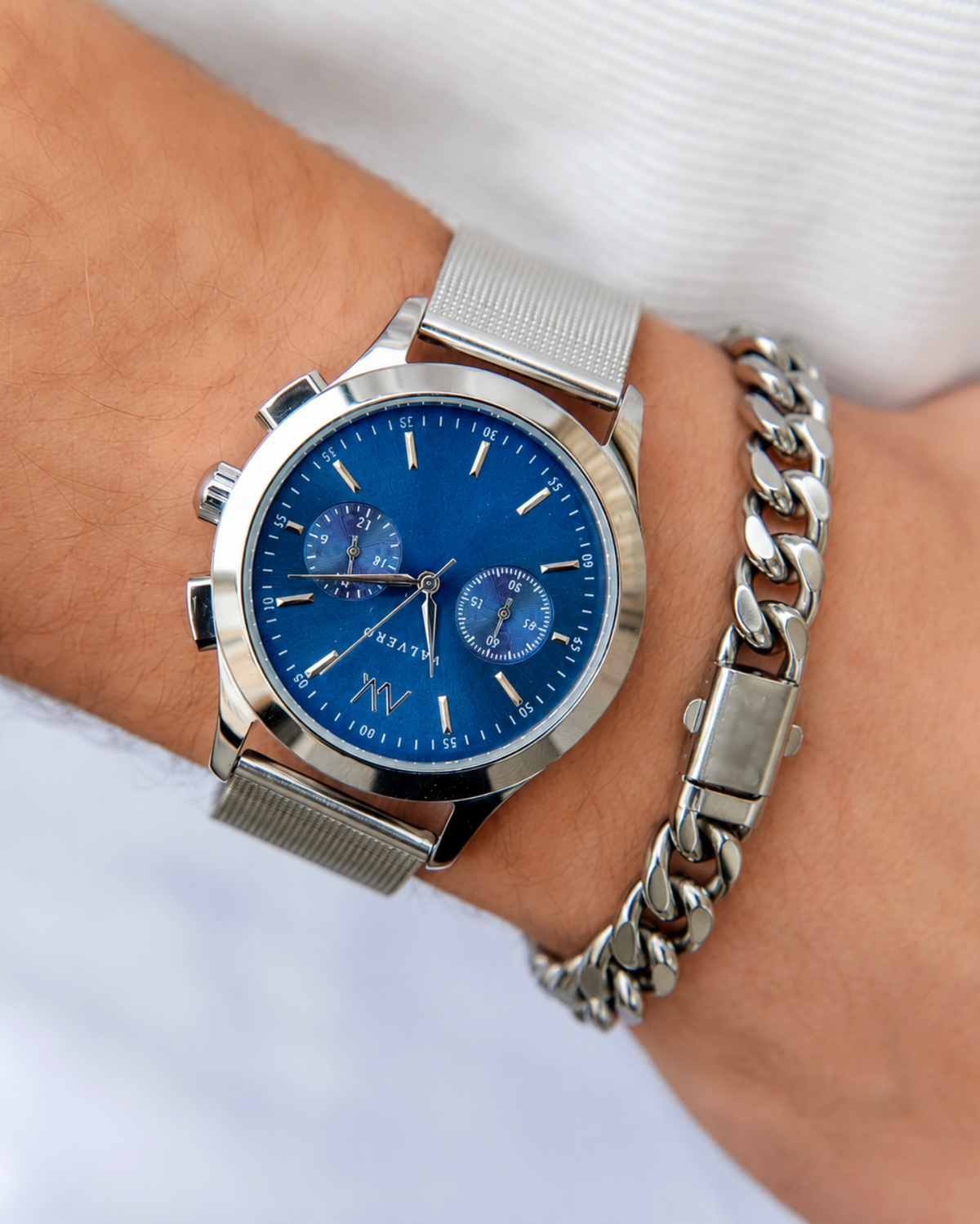 Timeless Set ~ Inferno Sterling Sapphire Watch & Vero Bracelet Sterling Silver