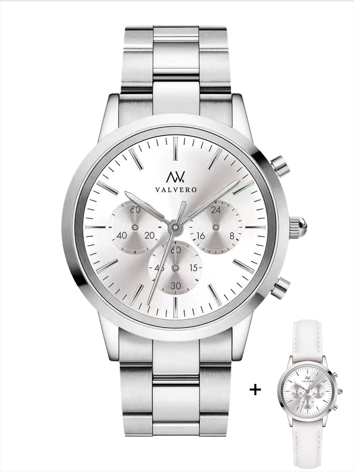 Timeless Set ~ Fiero Sterling Silver Watch & Mens Bracelet Sterling Silver