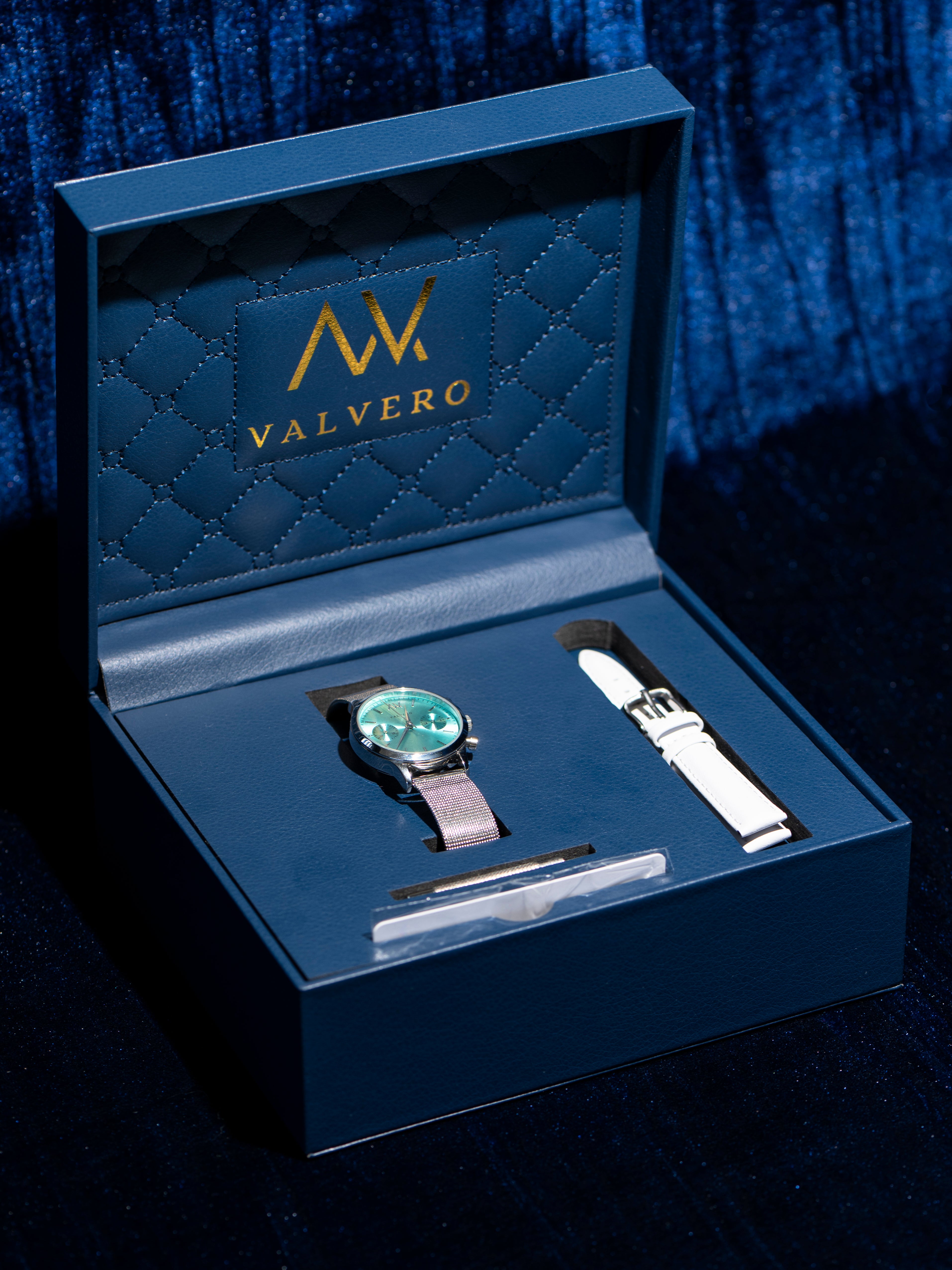 Timeless Set ~ Aure Sterling Teal Watch & Vero Bracelet Sterling Silver