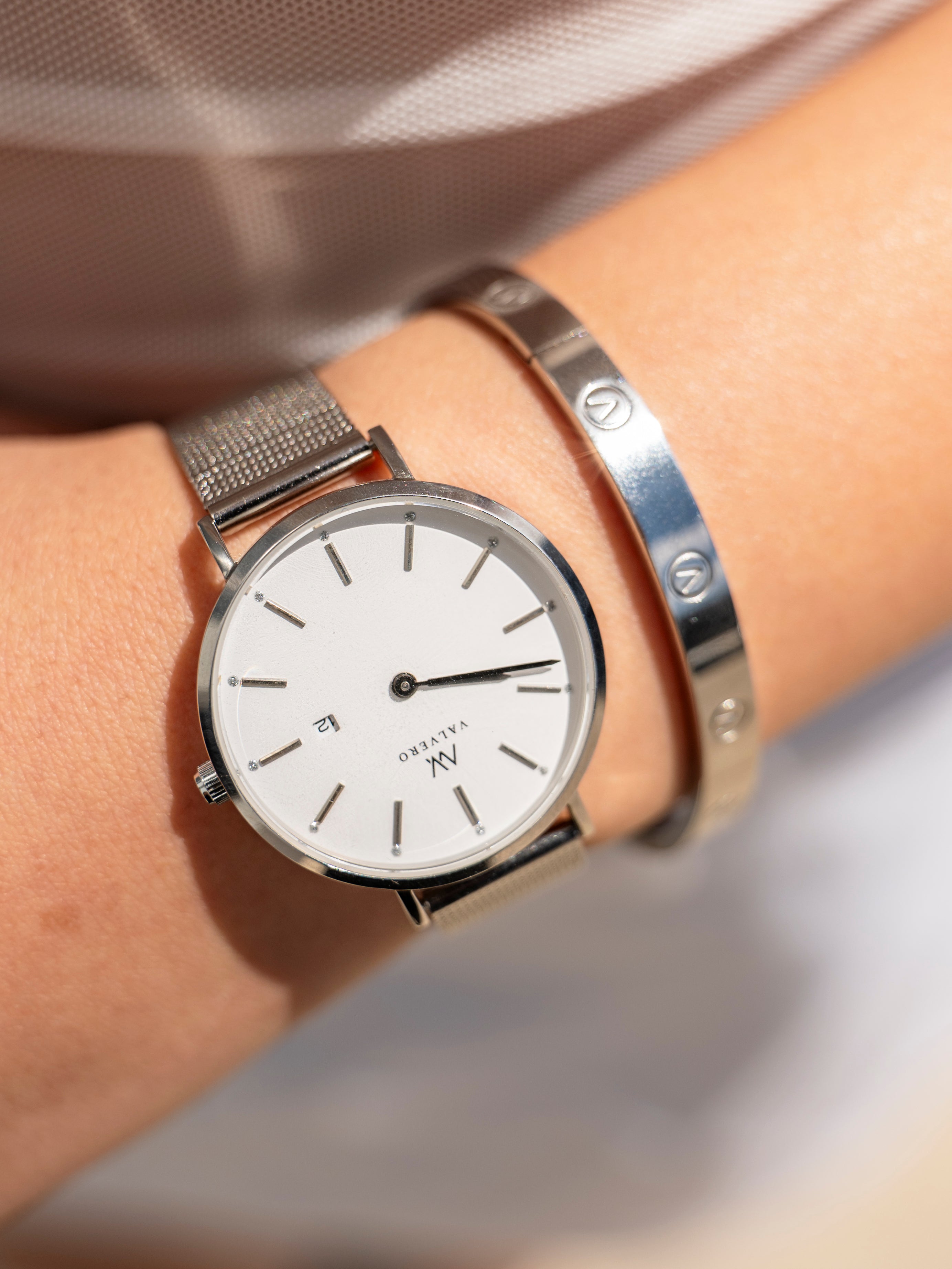 Signature Set ~ Amara Sterling Ivory Petite Watch & Sterling Velora Bangle