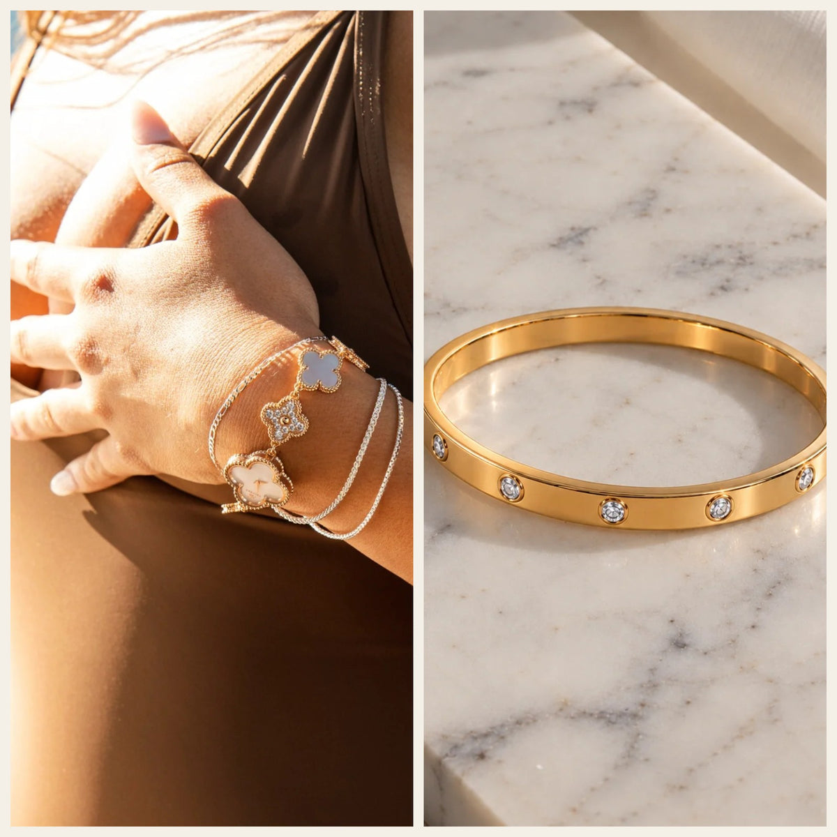 The Fortuna Signature Set - Rose Gold Ivory watch and Valentina gold bangle