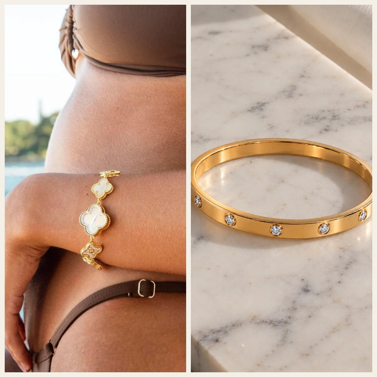The Fortuna Signature Set - Luxe Gold Ivory watch and Valentina gold bangle