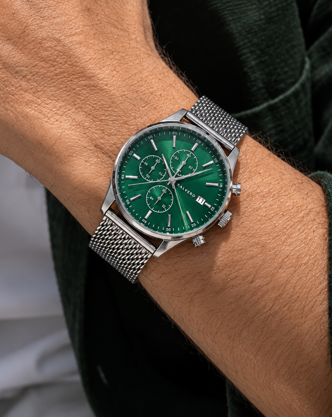 Corso Watch - Sterling Silver Emerald