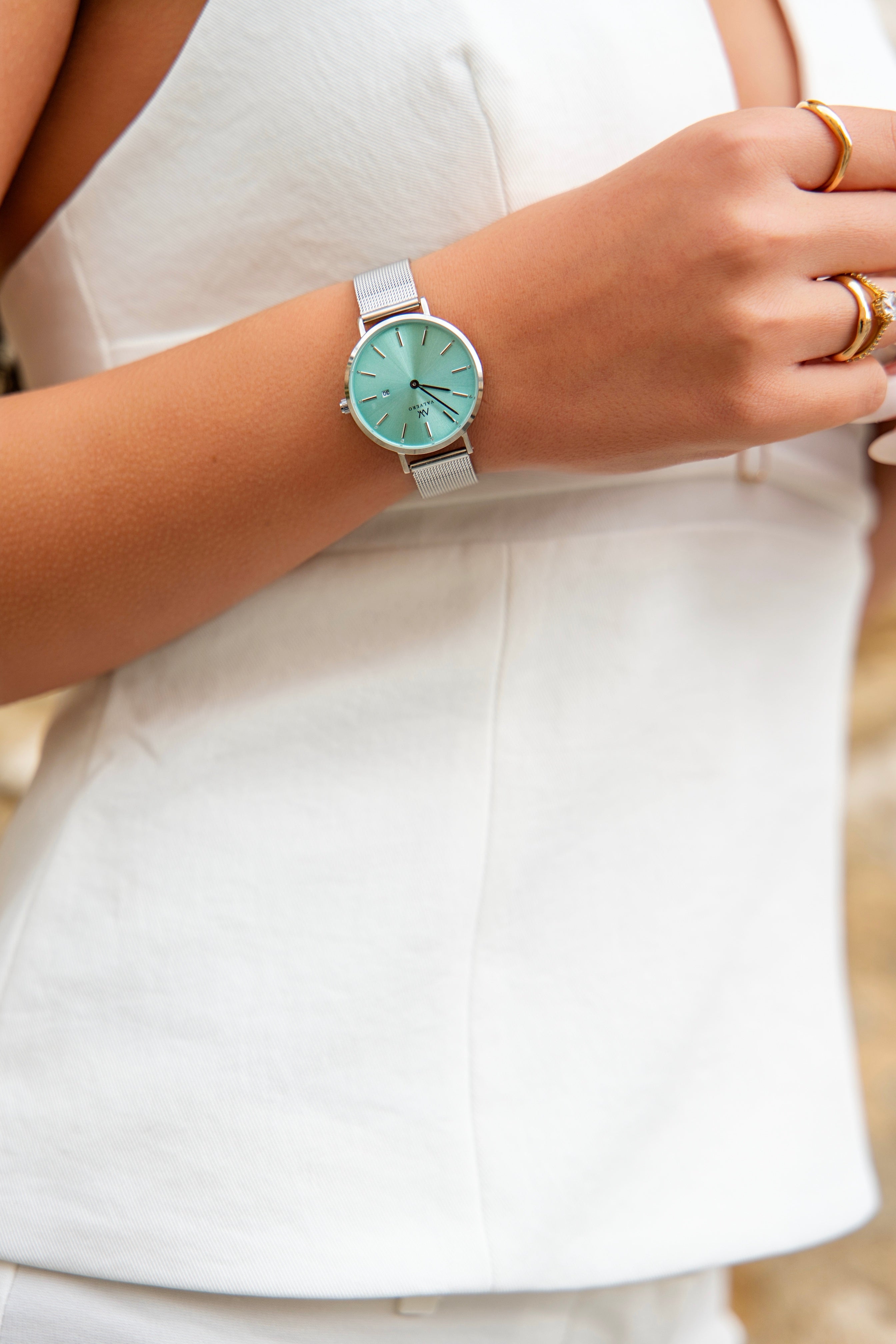 Amara Petite Watch - Sterling Teal