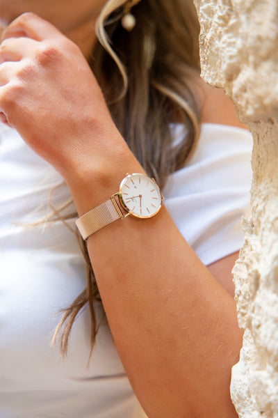 Amara Petite Watch - Rose Gold Ivory