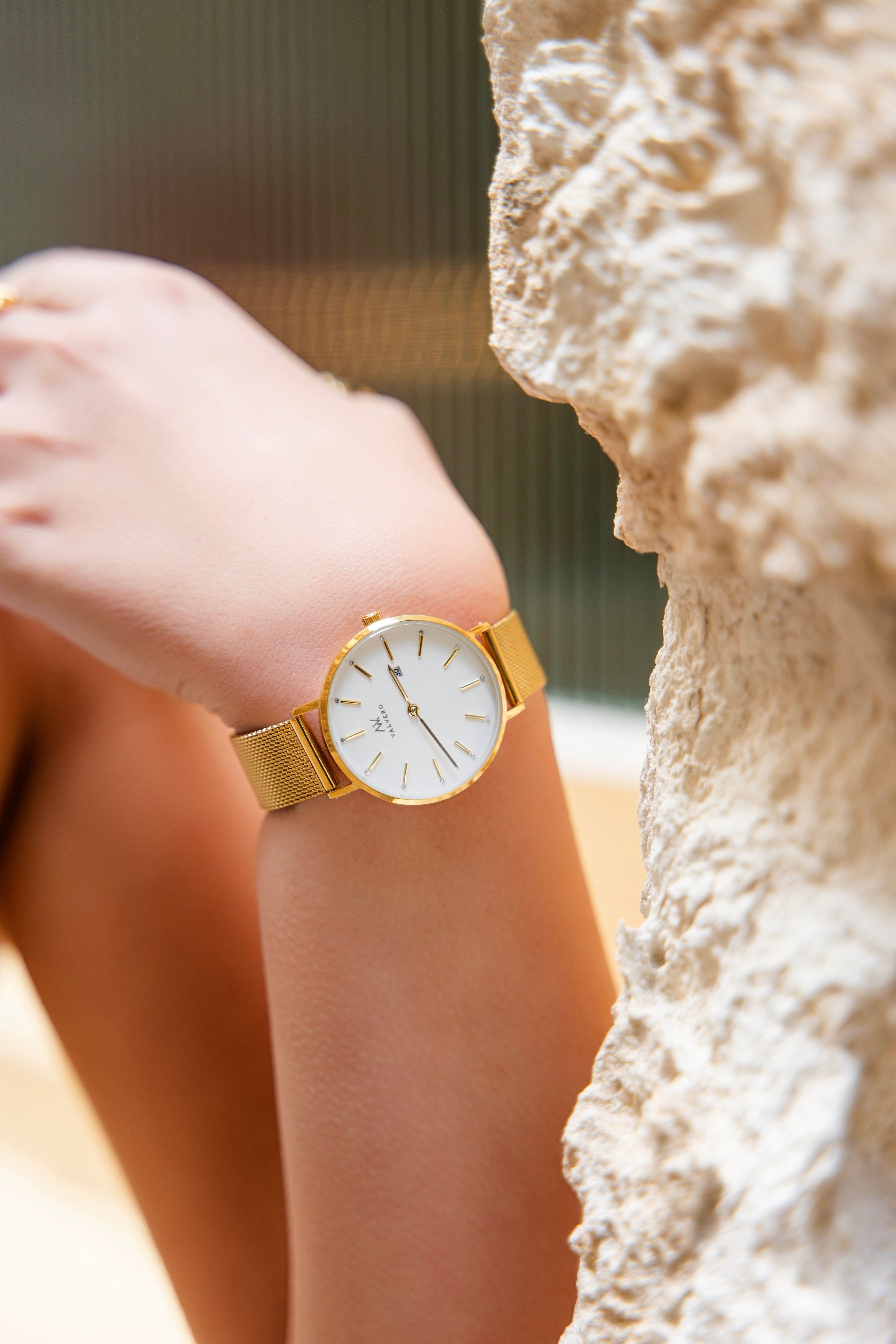 Signature Set ~ Amara Luxe Gold Ivory Petite Watch & Luxe Gold Velora Bangle