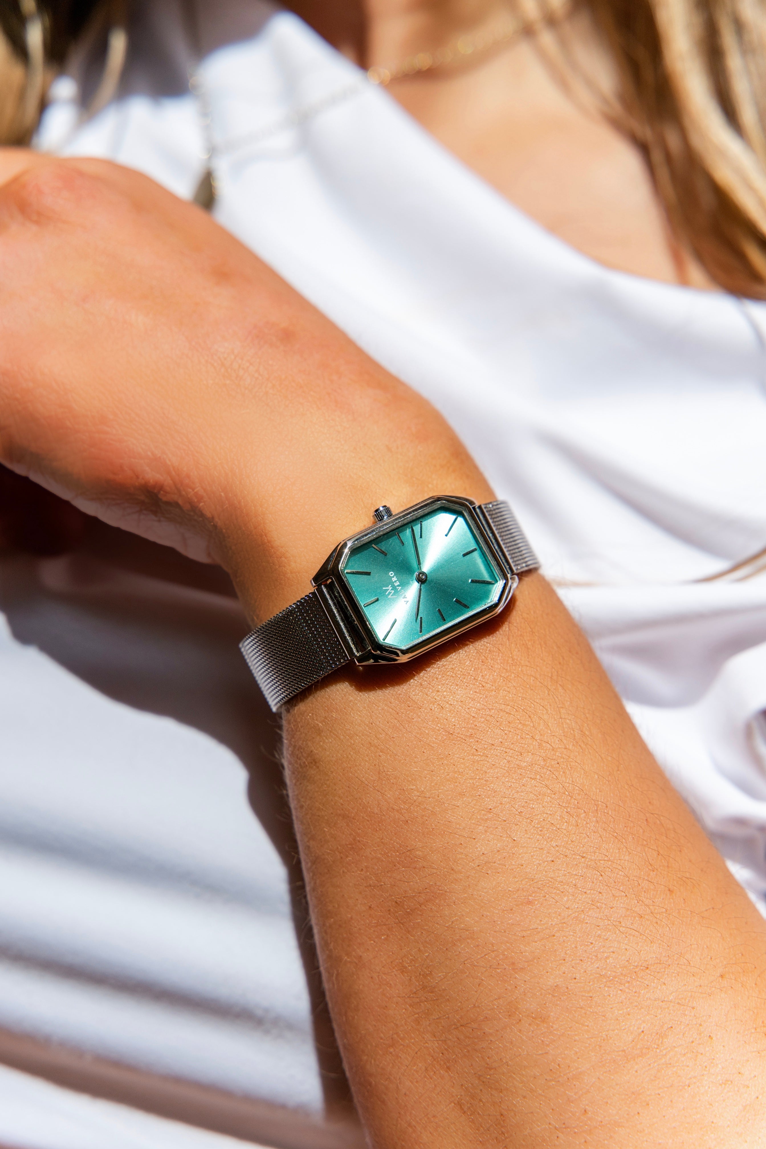 Signature Set ~ Lunara Sterling Teal Watch & Sterling Silver Velora Bangle