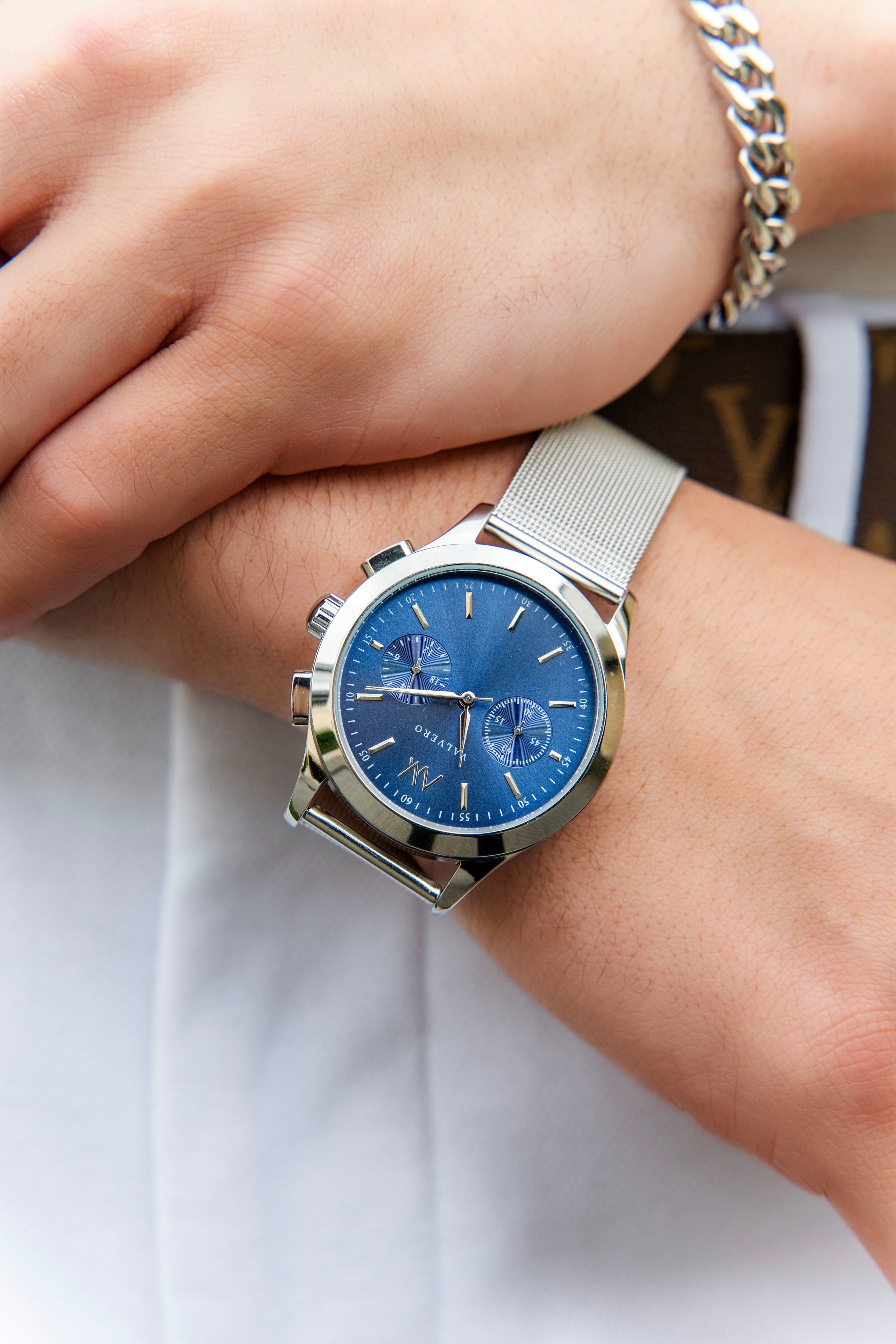 Timeless Set ~ Inferno Sterling Sapphire Watch & Vero Bracelet Sterling Silver