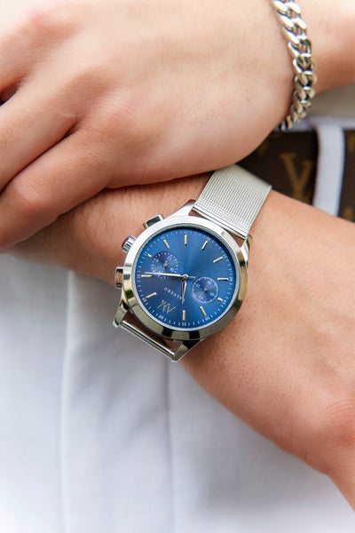Timeless Set ~ Inferno Sterling Sapphire Watch & Vero Bracelet Sterling Silver
