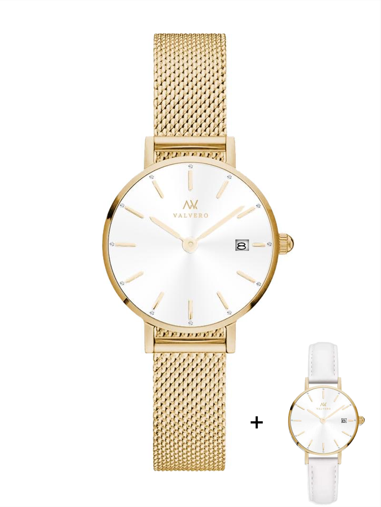Signature Set ~ Amara Luxe Gold Ivory Petite Watch & Luxe Gold Velora Bangle
