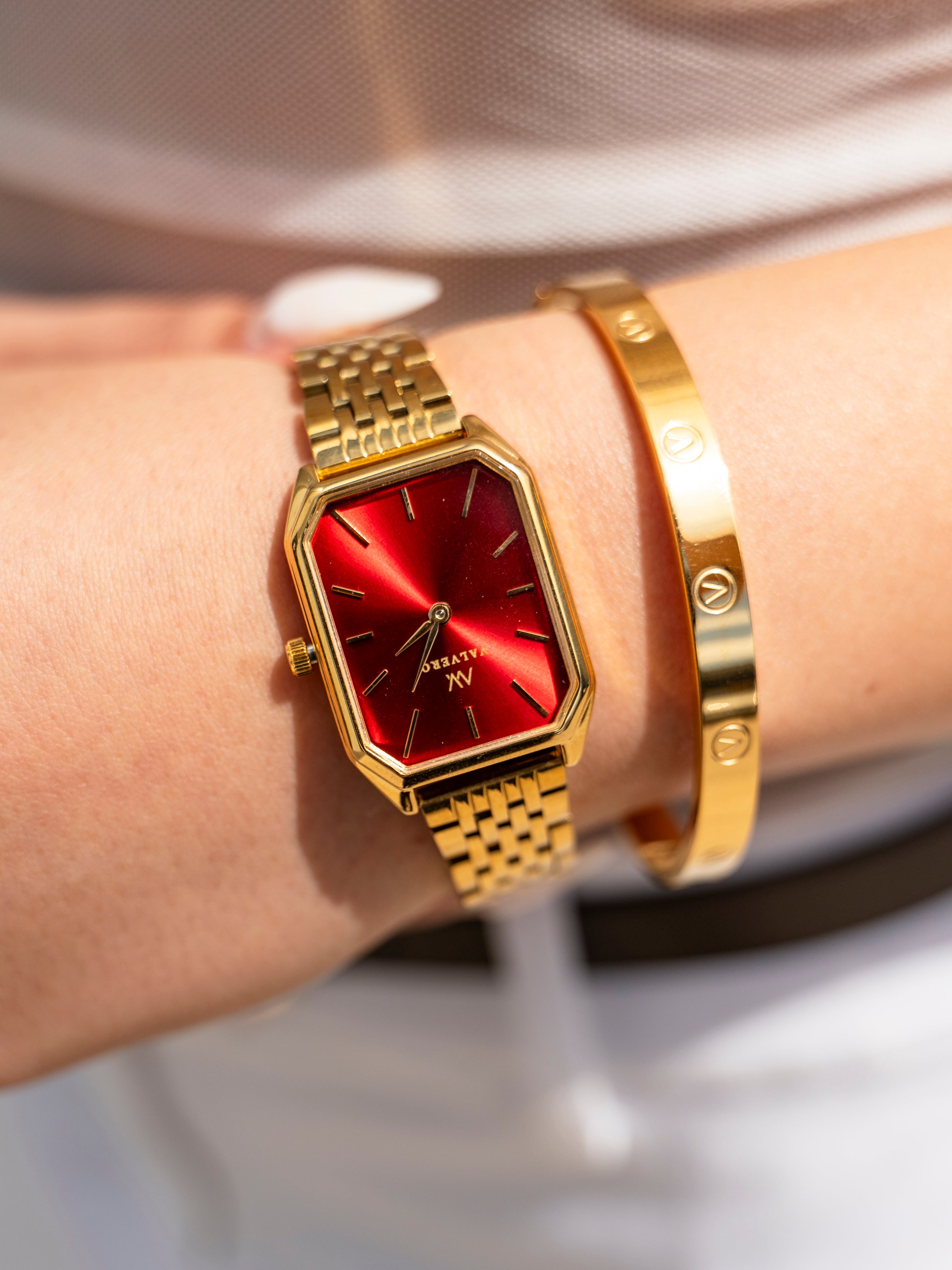 Signature Set ~ Elliana Luxe Gold Rose Watch & Velora Bangle