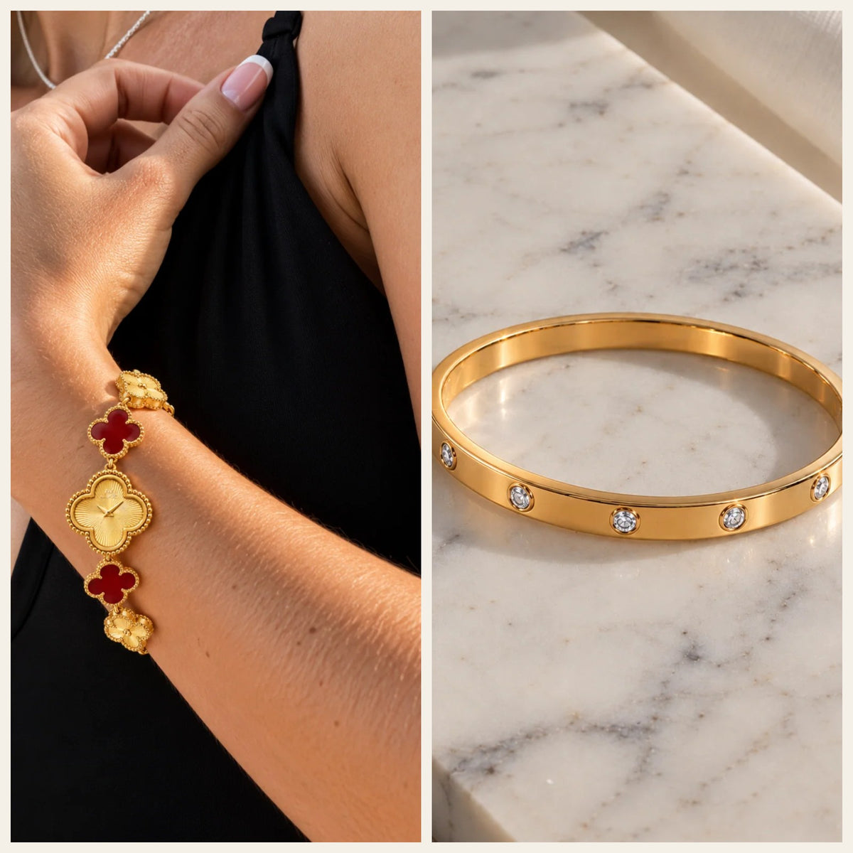 The Fortuna Signature Set - Luxe Gold Rose watch and Valentina gold bangle